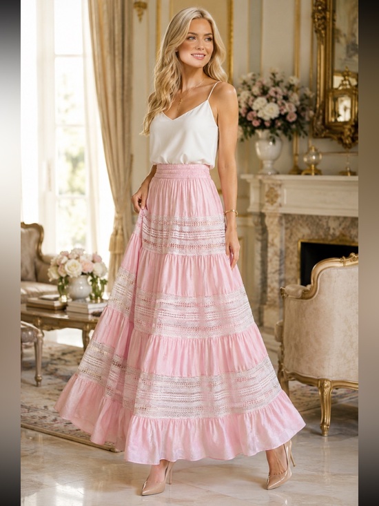 Solitaire Dresses & Skirts - New Solitaire Light Pink Tiered Maxi Skirt size S